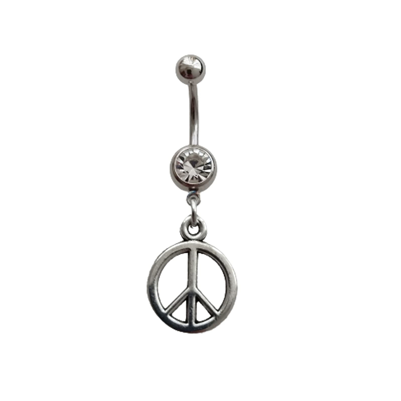 Body Jewelry Barbell - 피스 사인 펜던트 배꼽 피어싱, 수술용