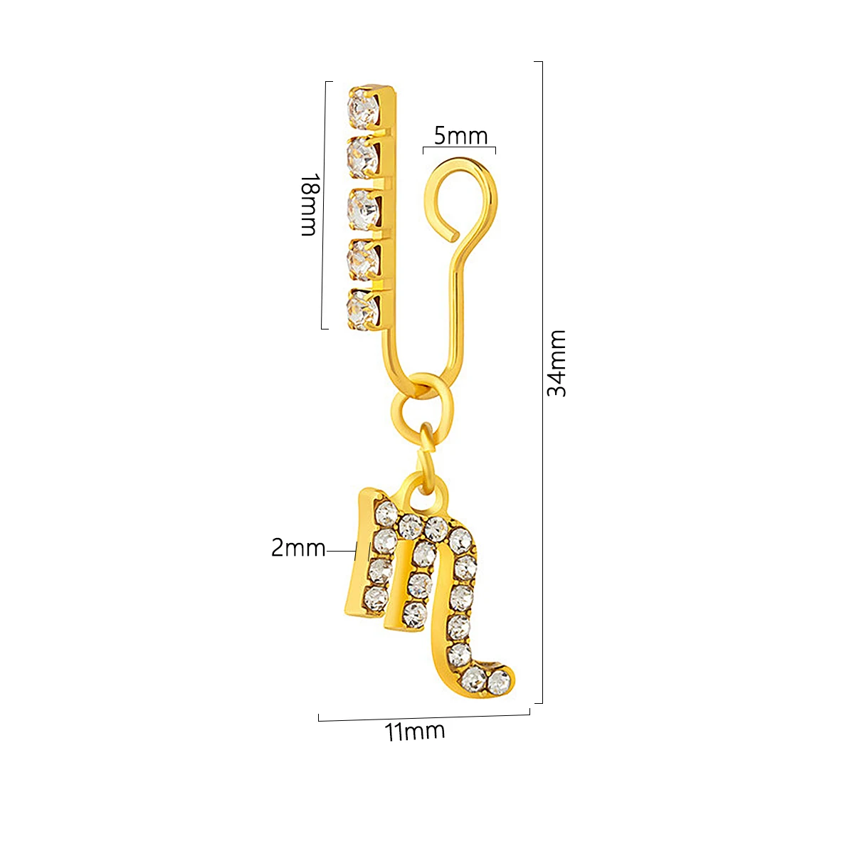 Body Jewelry And Earrings - 금속 지르콘 12 조디악 이어 클립,