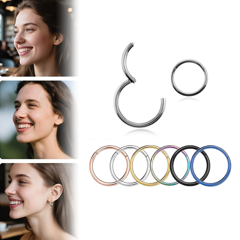 Body Jewelry And Earrings - 16G 316L 수술용 스틸 힌지 클리커
