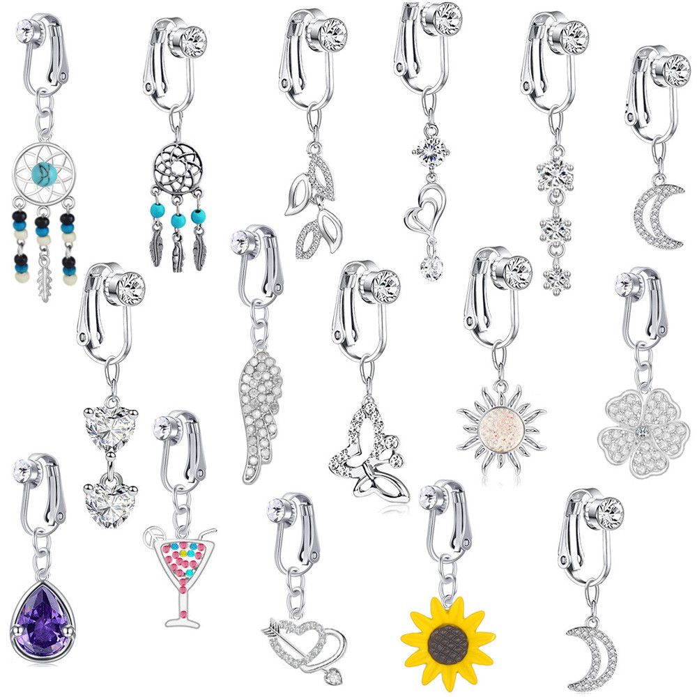Body Jewelry And Earrings - 가짜 배꼽 나비 피어싱 하트 클립,