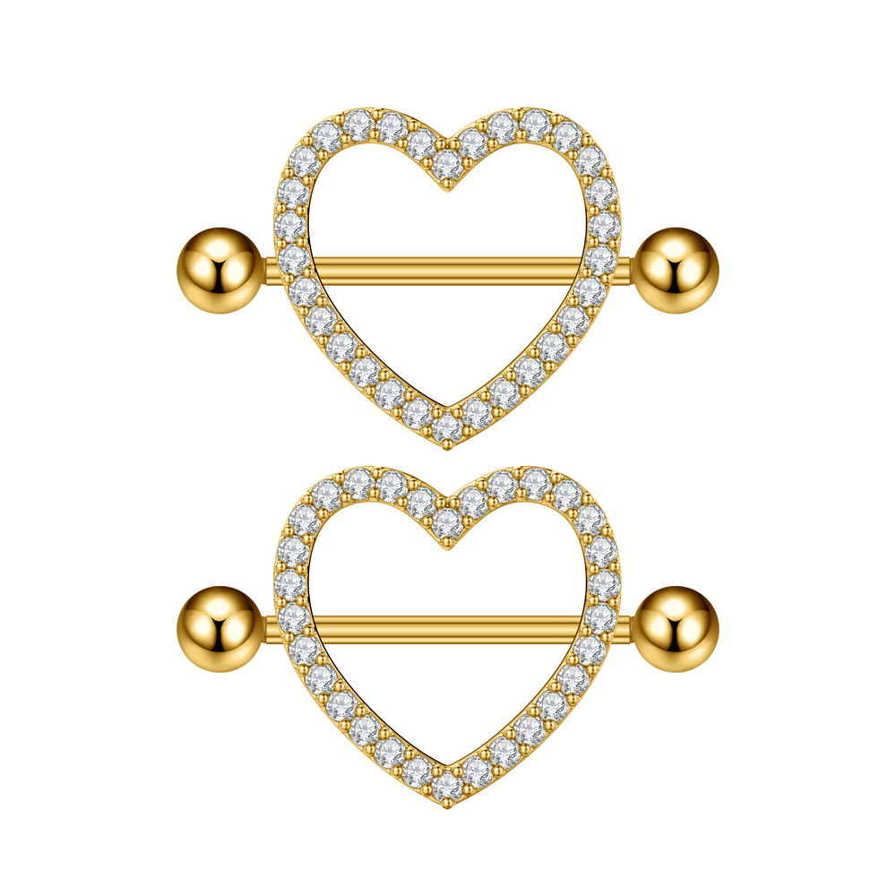 Body Jewelry Barbell - 2개 세트 양쪽 나사형 하트 니플