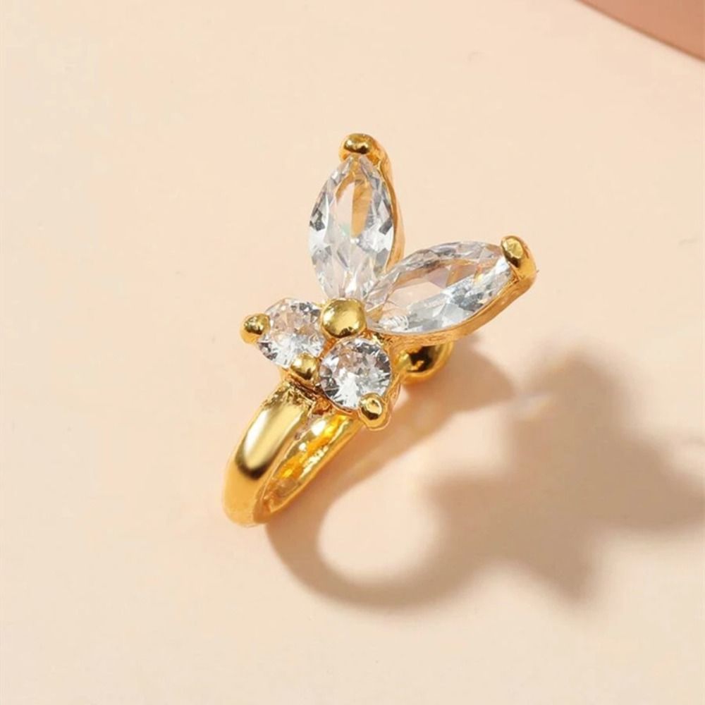 Body Jewelry And Earrings - 라인스톤 나비 코링 지르콘 구리 클립온