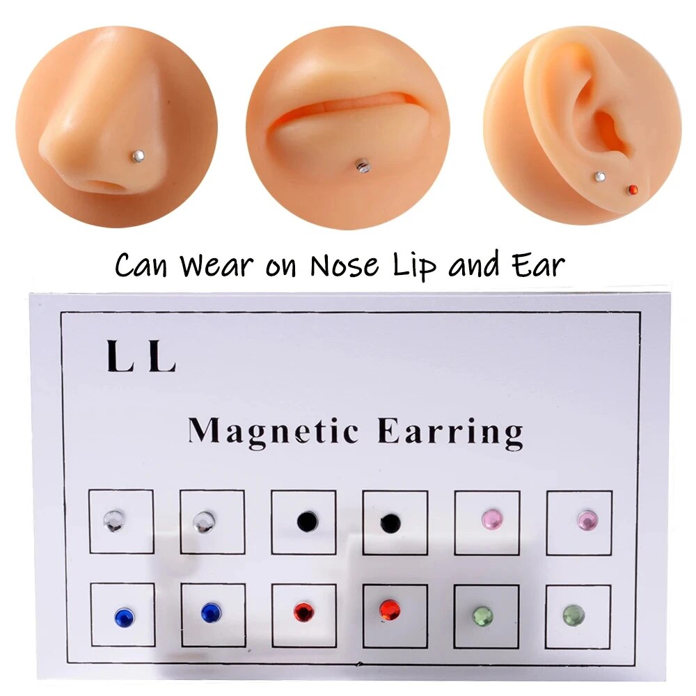 Body Jewelry And Earrings - 12PCS/카드 가짜 사기꾼 비 피어싱 자석