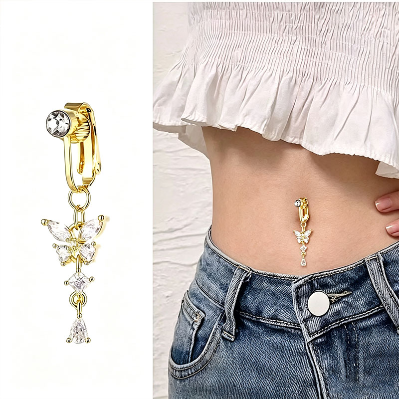 Body Jewelry And Piercing - 1Pc 나비 디자인 CZ 가짜 배꼽
