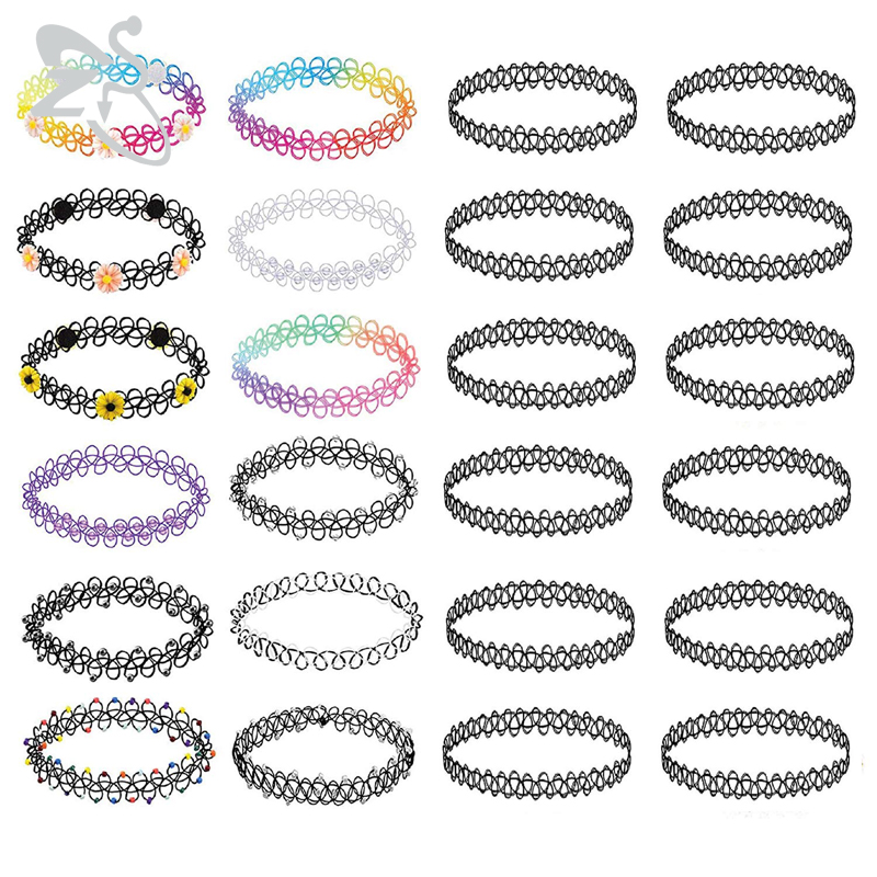 Body Jewelry Goth - ZS 여성용 빈티지 스트레치 초커 목걸이,