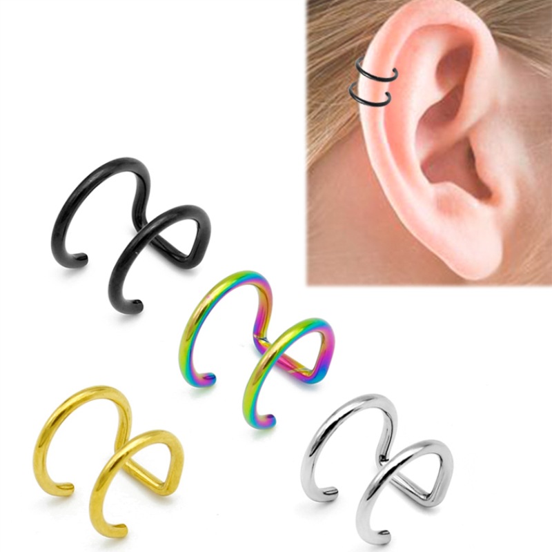Body Jewelry And Earrings - 2개 세트 316L 스테인리스 스틸 클립형