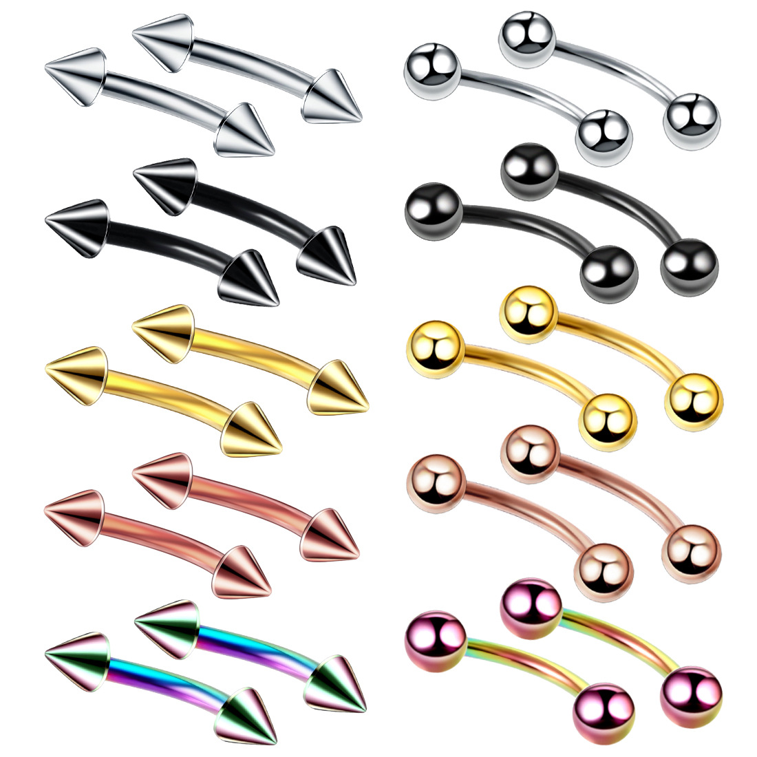 Body Jewelry Barbell - 강철 눈썹 바나나 피어싱 링, 곡선