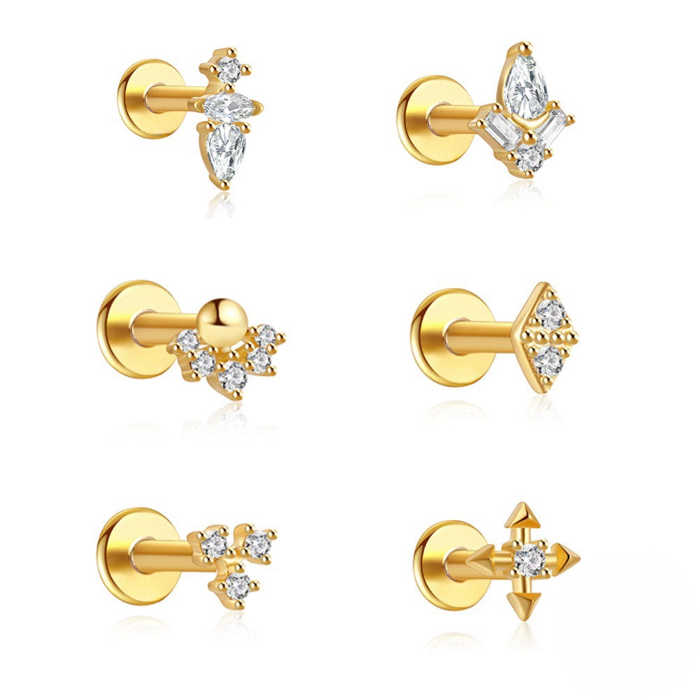 Tragus Flat Back - 1개 스테인리스 스틸 크리스탈 CZ 나비