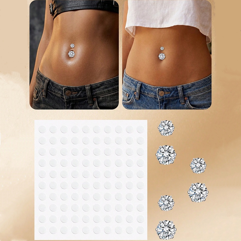 Body Jewelry And Piercing - 가짜 배꼽 피어싱 큐빅 지르코니아 가짜