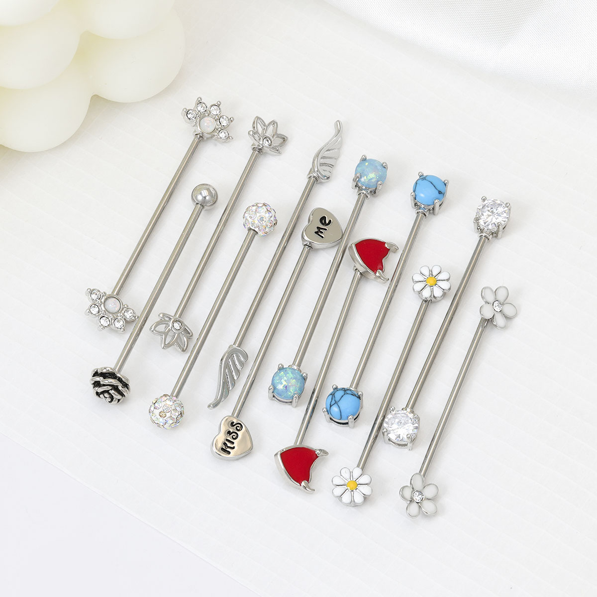 Body Jewelry Barbell - 16G 화살표 하트 산업용 바벨 외과