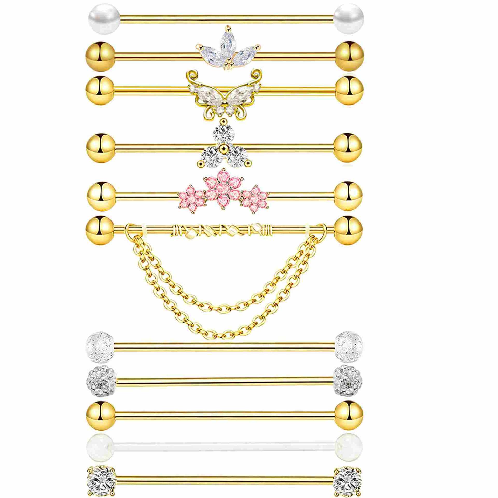 Body Jewelry Barbell - 금도금 산업용 피어싱 쥬얼리 38mm 스테인리스