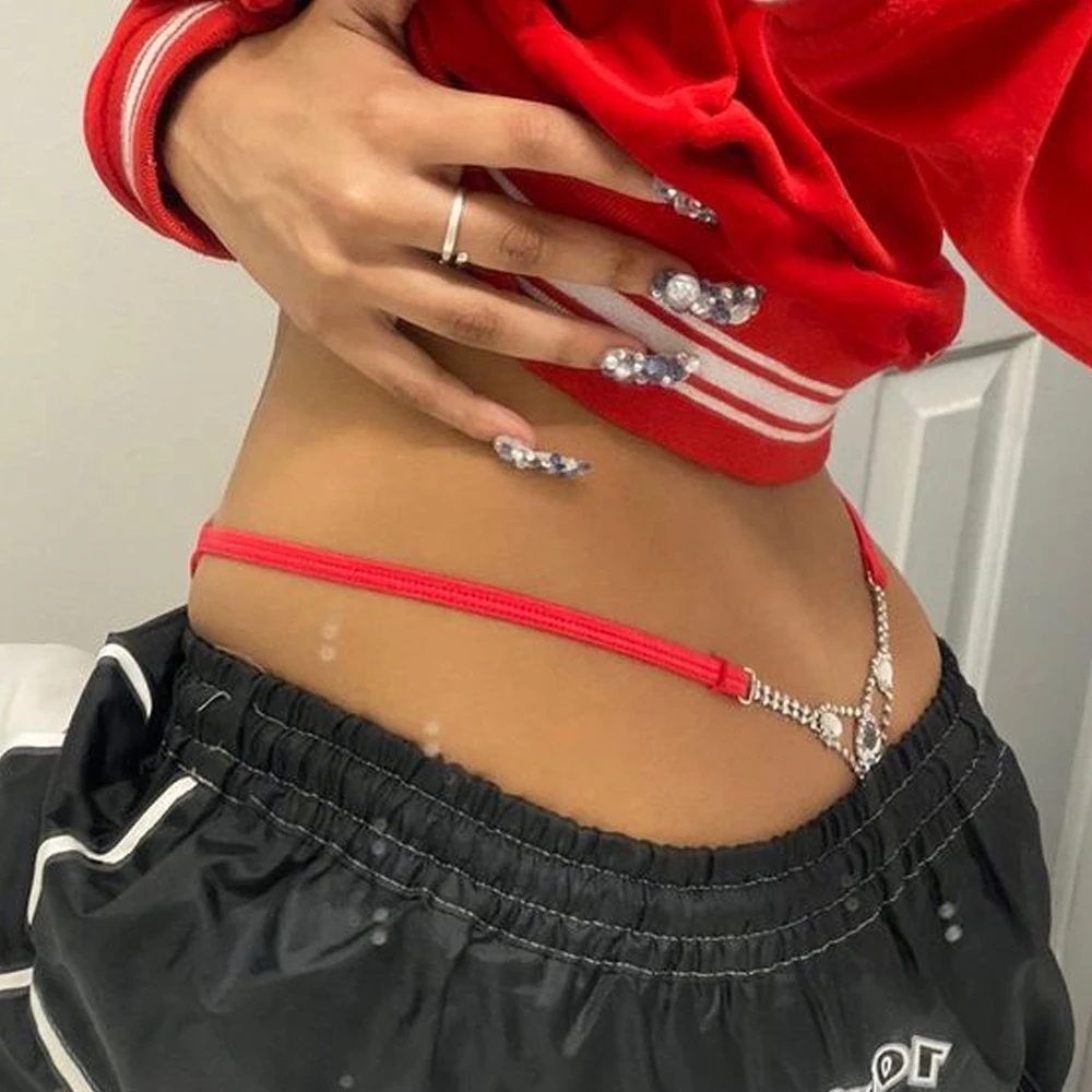 Body Chain Jewelry - 섹시한 라운드 라인 석 끈 조정
