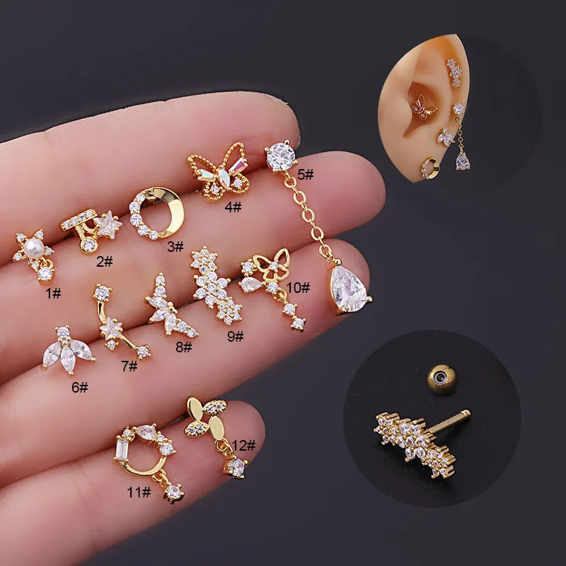 Tragus Flat Back - 16G 트라거스 헬릭스 콘치 피어싱 주얼리