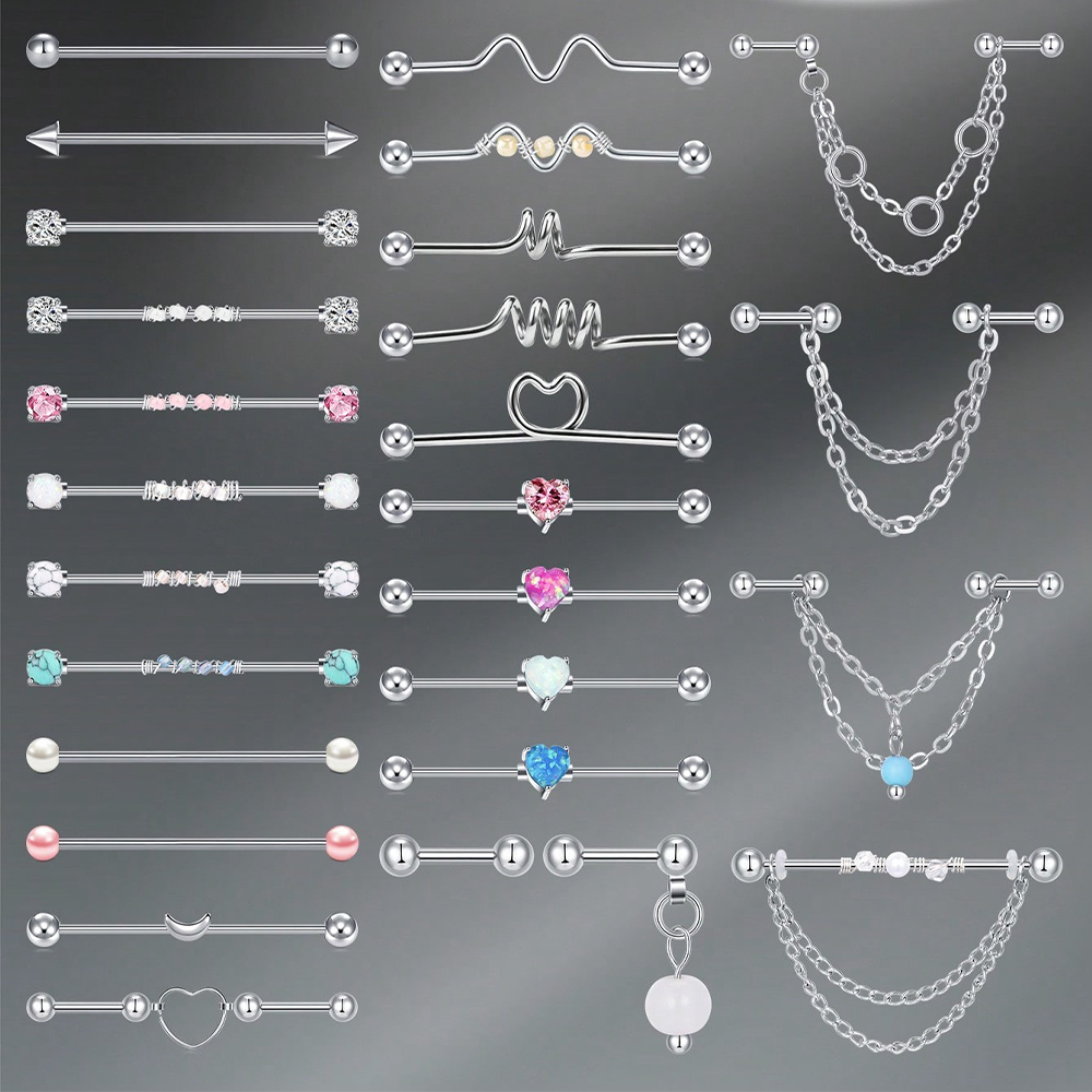 Body Jewelry Barbell - 14G 산업용 바벨 연골 귀걸이 바디