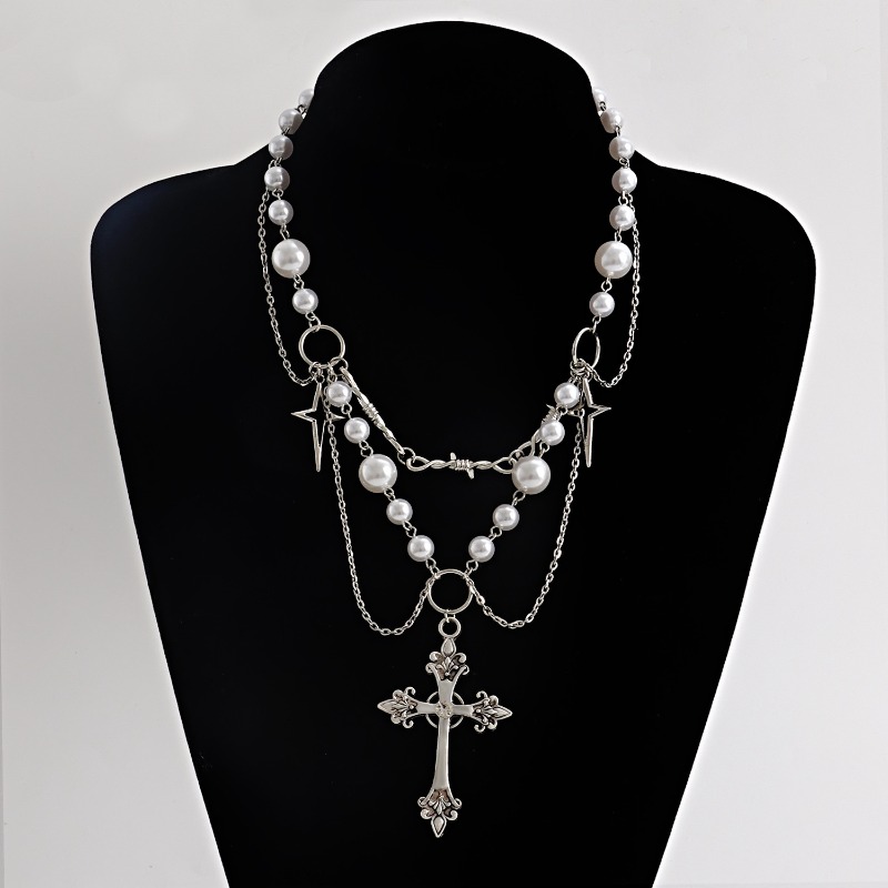펑크 십자가 펜던트 목걸이 고딕 십자가 계층화 된 체인 - Body Jewelry Goth 리뷰 및 가격