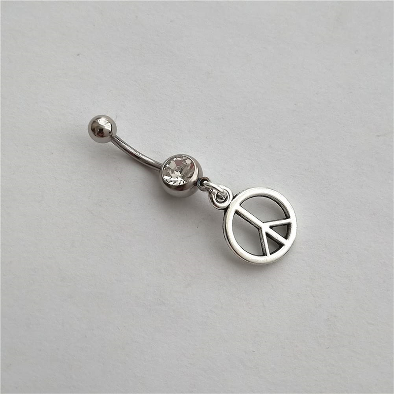 피스 사인 펜던트 배꼽 피어싱, 수술용 스테인리스 스틸 - Body Jewelry Barbell 리뷰 및 가격