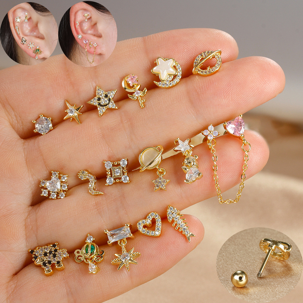 1pc 연골 귀 피어싱 귀걸이 스터드 여성용 외과 강철 - Tragus Flat Back 리뷰 및 가격
