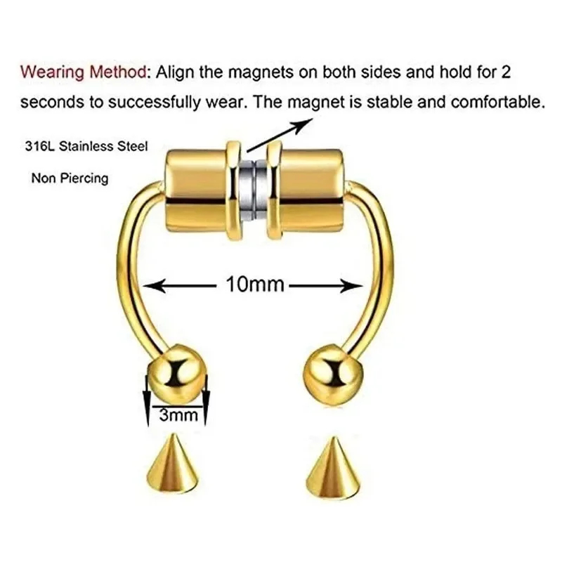 1/2/3Pcs 가짜 자석 코 링, 가짜 피어싱 코 링 - Body Jewelry And Piercing 리뷰 및 가격