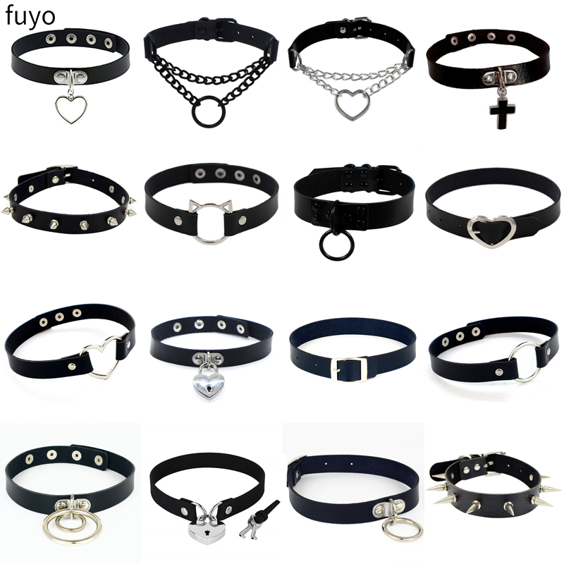 2021 새로운 섹시한 펑크 초커 칼라 가죽 초커 속박 - Body Jewelry Goth 리뷰 및 가격