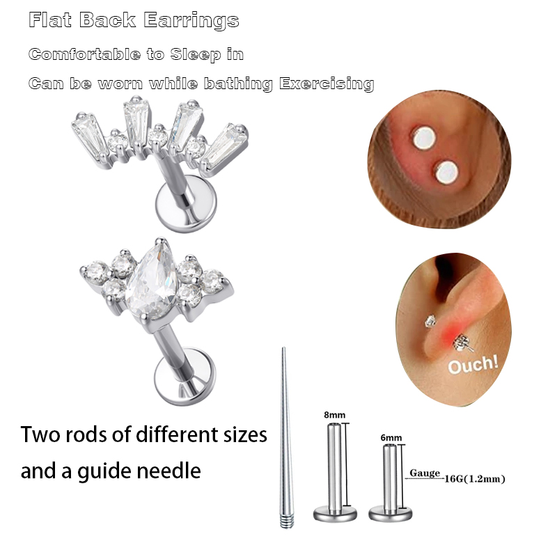 1개 ASTM 티타늄 헬릭스 피어싱 쥬얼리 여성용 연골 - Tragus Flat Back 리뷰 및 가격