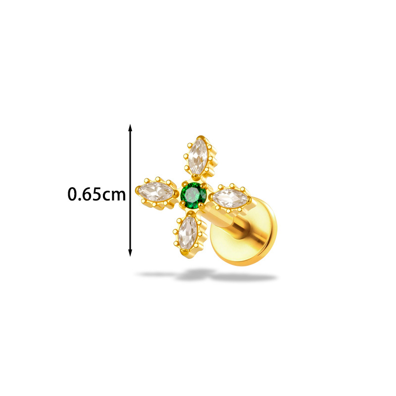 1PC G23 티타늄16G 플라워 CZ 라브렛 스터드  - Body Jewelry Implant Grade Titanium 리뷰 및 가격