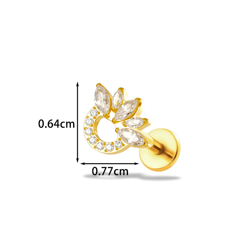 1PC G23 티타늄16G 플라워 CZ 라브렛 스터드  - Body Jewelry Implant Grade Titanium 리뷰 및 가격