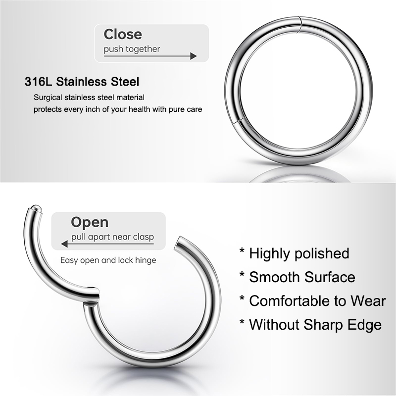 16G 316L 수술용 스틸 힌지 클리커 코/격막 링, - Body Jewelry And Earrings 리뷰 및 가격