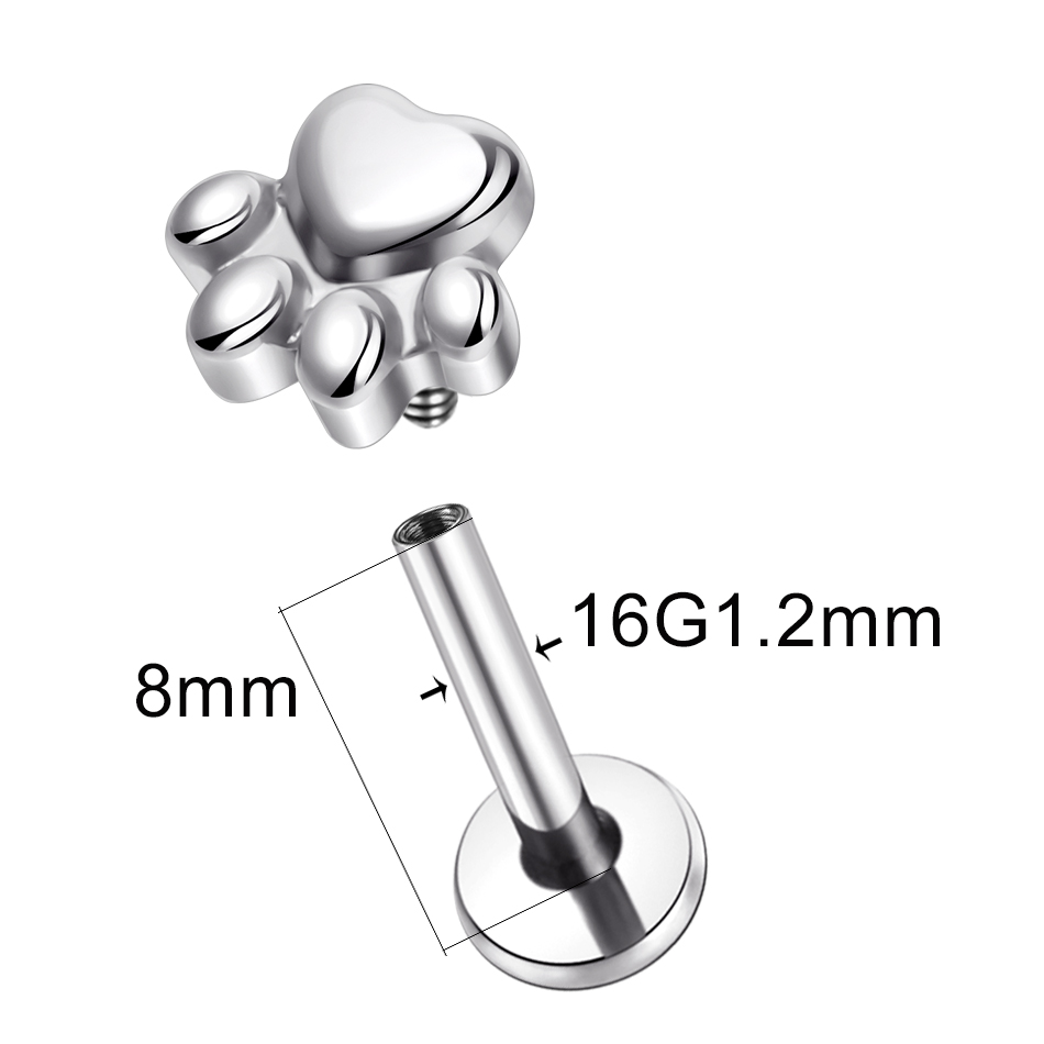 임플란트 등급 티타늄 강아지 발 프린트 스터드 귀걸이, - Body Jewelry Implant Grade Titanium 리뷰 및 가격