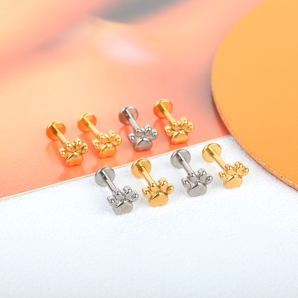 임플란트 등급 티타늄 강아지 발 프린트 스터드 귀걸이, - Body Jewelry Implant Grade Titanium 리뷰 및 가격