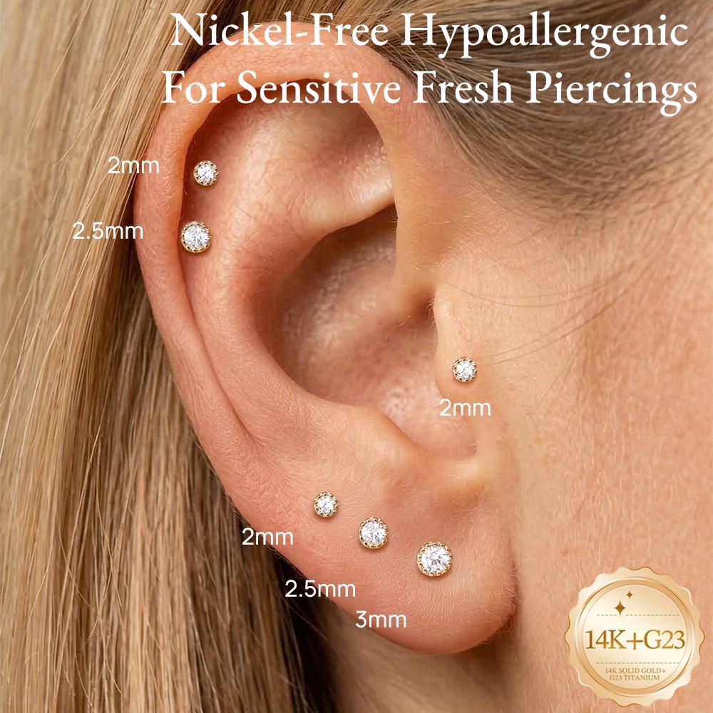 DIeSchein 14K 순금 여성용 피어싱 귀걸이,  - Tragus Flat Back 리뷰 및 가격