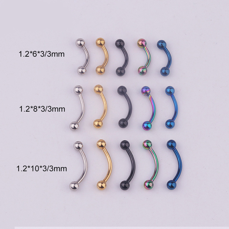 5개/세트 16G 316L 스테인리스 스틸 곡선형 바벨 - Body Jewelry Barbell 리뷰 및 가격