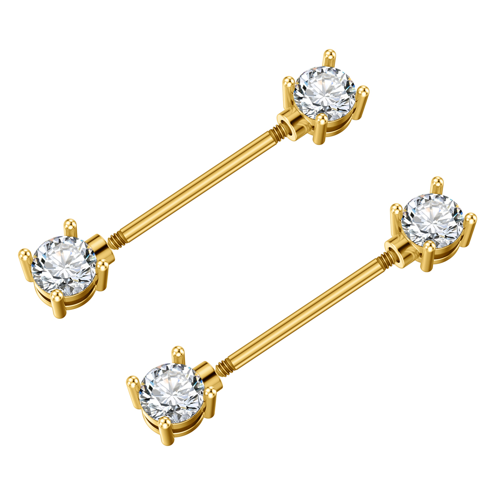 2개 세트 양쪽 나사형 하트 니플 피어싱 5개 크리스탈 - Body Jewelry Barbell 리뷰 및 가격