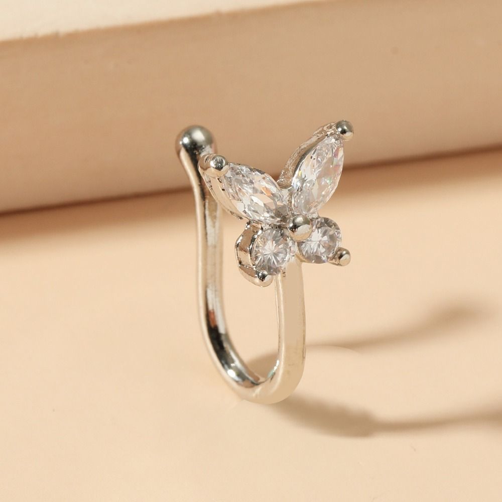 라인스톤 나비 코링 지르콘 구리 클립온 코 후프 링 바 - Body Jewelry And Earrings 리뷰 및 가격