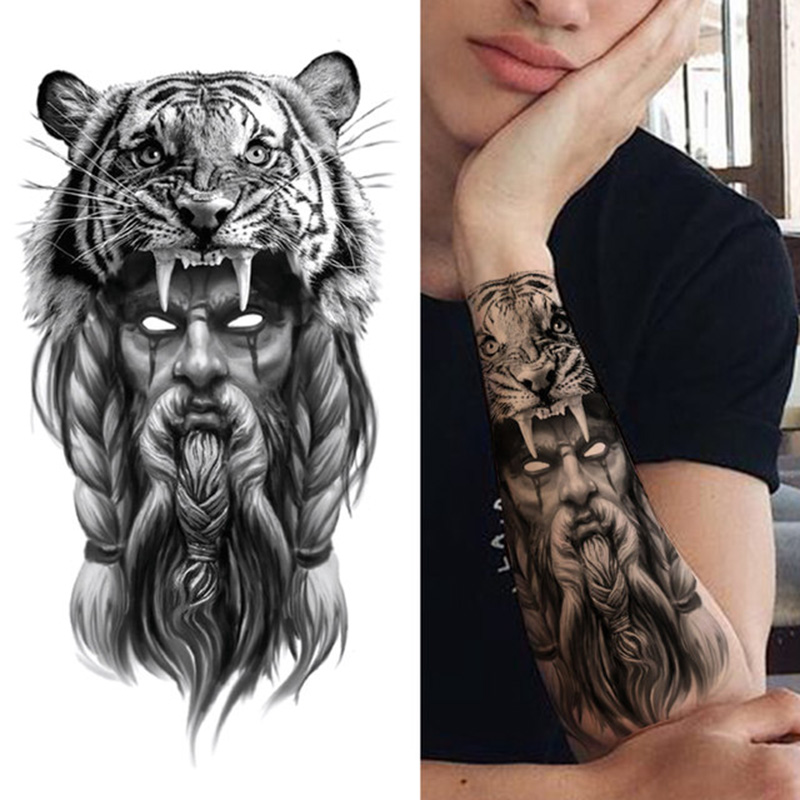 방수 임시 문신 스티커 숲 큰 호랑이 사자 늑대 왕 몸 - Body Jewelry Tattoo 리뷰 및 가격