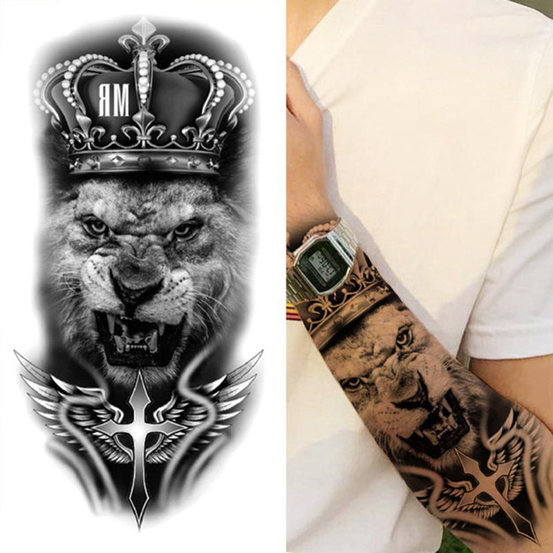 방수 임시 문신 스티커 숲 큰 호랑이 사자 늑대 왕 몸 - Body Jewelry Tattoo 리뷰 및 가격