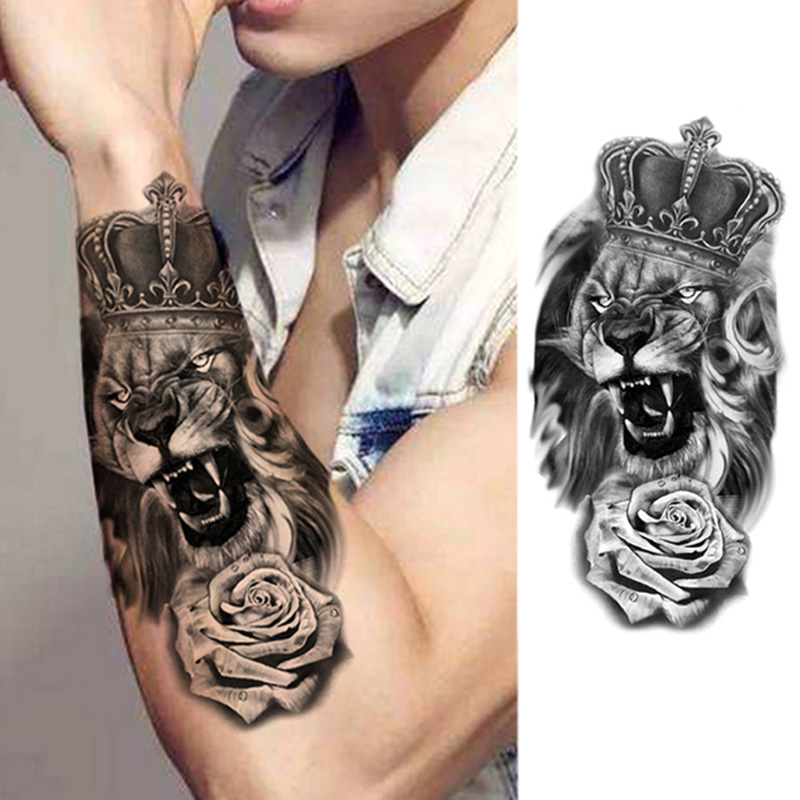방수 임시 문신 스티커 숲 큰 호랑이 사자 늑대 왕 몸 - Body Jewelry Tattoo 리뷰 및 가격