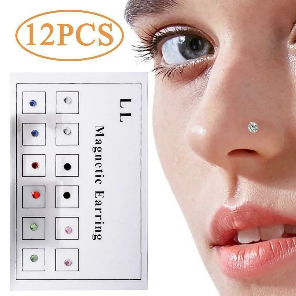 12PCS/카드 가짜 사기꾼 비 피어싱 자석 귀 Tra - Body Jewelry And Earrings 리뷰 및 가격