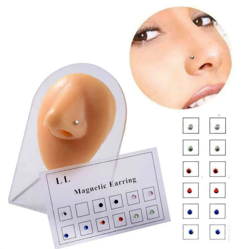 12PCS/카드 가짜 사기꾼 비 피어싱 자석 귀 Tra - Body Jewelry And Earrings 리뷰 및 가격