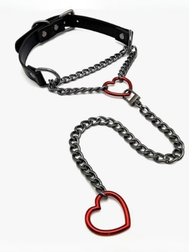 PU 가죽 하트 슬립 체인 스테인레스 스틸 목걸이 초커 - Body Jewelry Goth 리뷰 및 가격