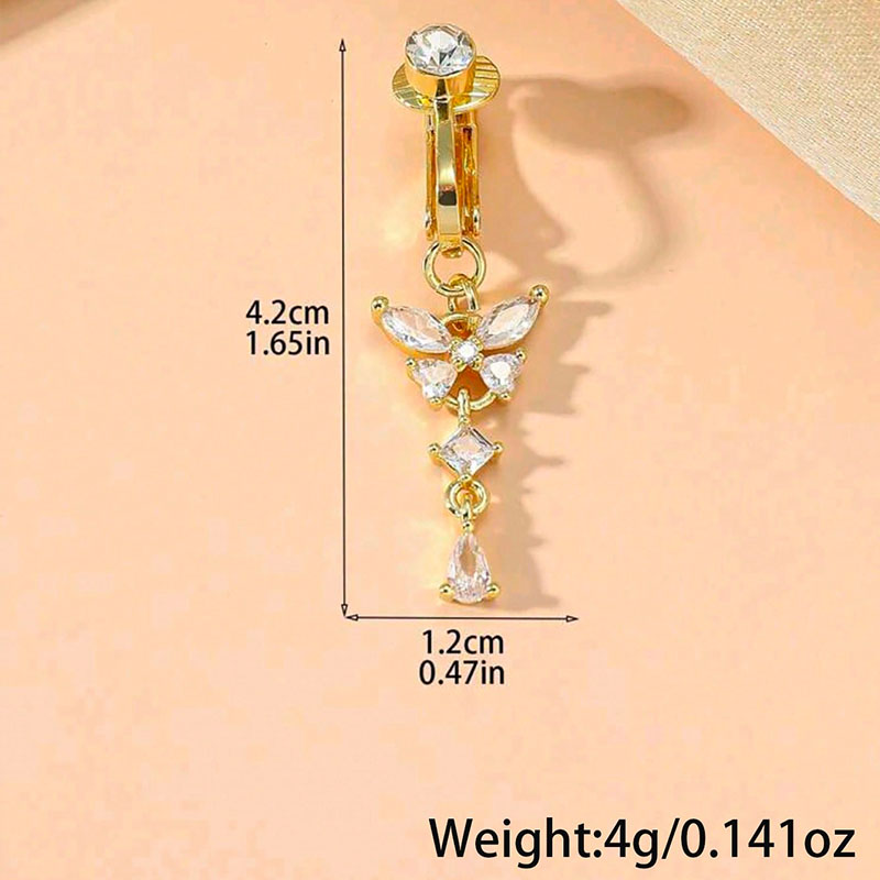 1Pc 나비 디자인 CZ 가짜 배꼽 링 다기능 비 피어 - Body Jewelry And Piercing 리뷰 및 가격