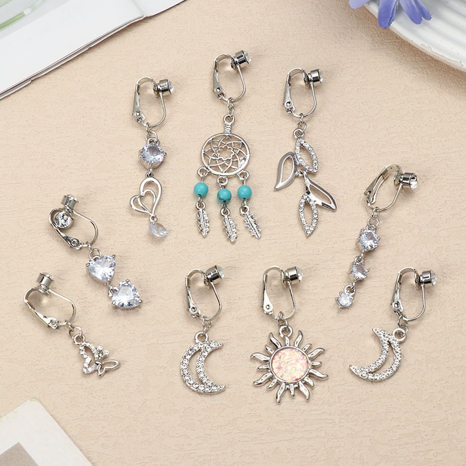 가짜 배꼽 피어싱 하트 클립형 배꼽 피어싱 달 모양 연 - Body Jewelry And Earrings 리뷰 및 가격