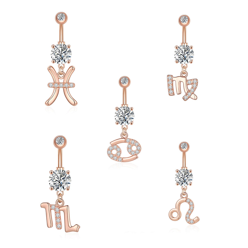 12 별자리 시리즈 배꼽 피어싱 배꼽 링 스틸 CZ 배 - Body Jewelry Barbell 리뷰 및 가격