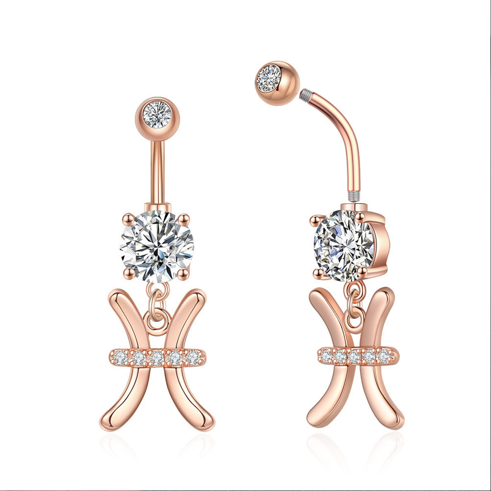 12 별자리 시리즈 배꼽 피어싱 배꼽 링 스틸 CZ 배 - Body Jewelry Barbell 리뷰 및 가격