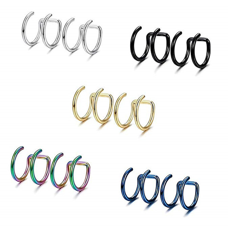 2개 세트 316L 스테인리스 스틸 클립형 이어커프 헬 - Body Jewelry And Earrings 리뷰 및 가격