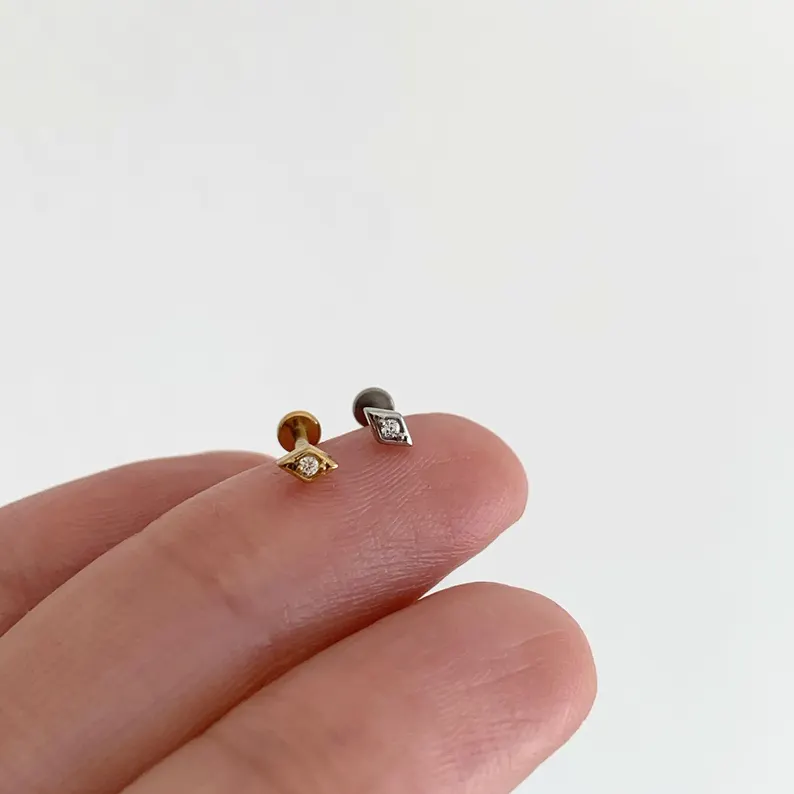 AIDE 1Pc 925 스털링 실버 마름모꼴 CZ 지르 - Tragus Flat Back 리뷰 및 가격