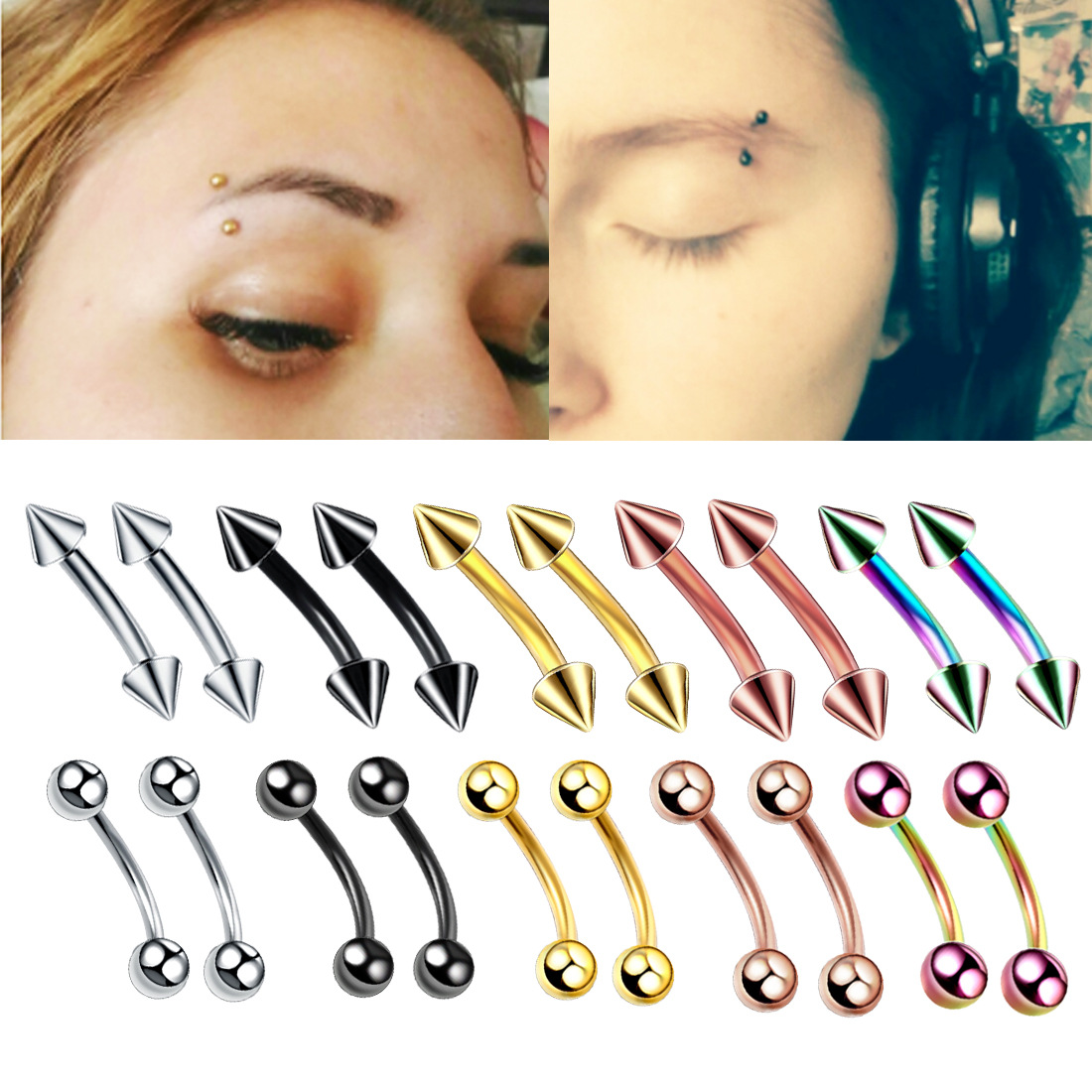강철 눈썹 바나나 피어싱 링, 곡선 바벨 립 링, 스너 - Body Jewelry Barbell 리뷰 및 가격