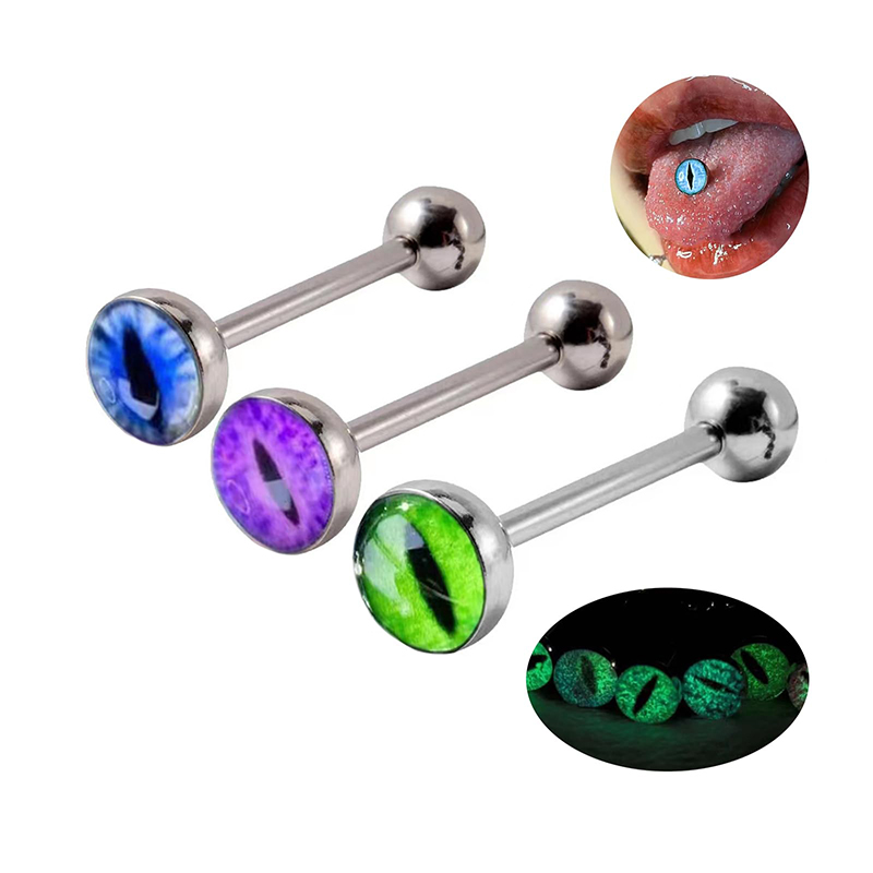 14G 야광 드래곤 아이 볼 텅 링, 남녀 공용 스테인 - Body Jewelry Barbell 리뷰 및 가격