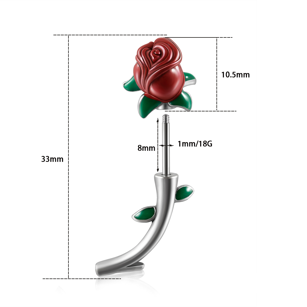외과 스틸 레드 로즈 플라워 룩 피어싱 꽃 배꼽 링 스 - Body Jewelry Barbell 리뷰 및 가격