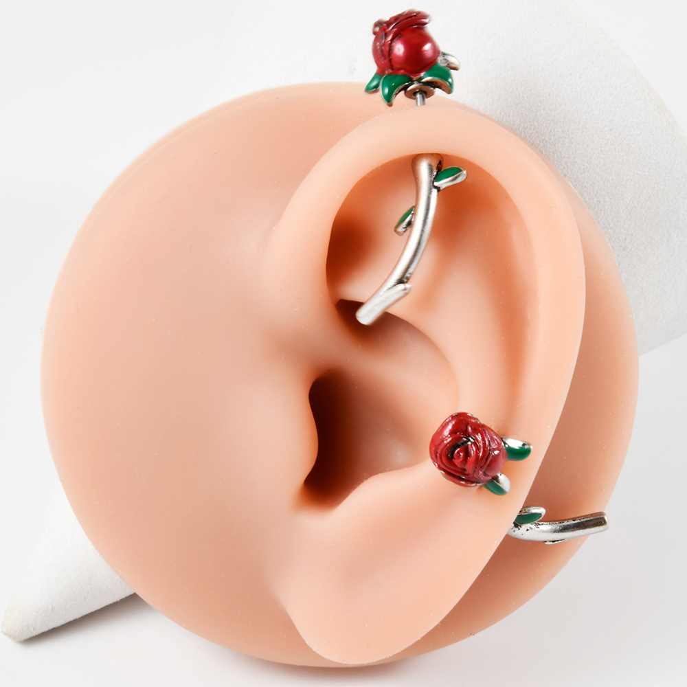 외과 스틸 레드 로즈 플라워 룩 피어싱 꽃 배꼽 링 스 - Body Jewelry Barbell 리뷰 및 가격