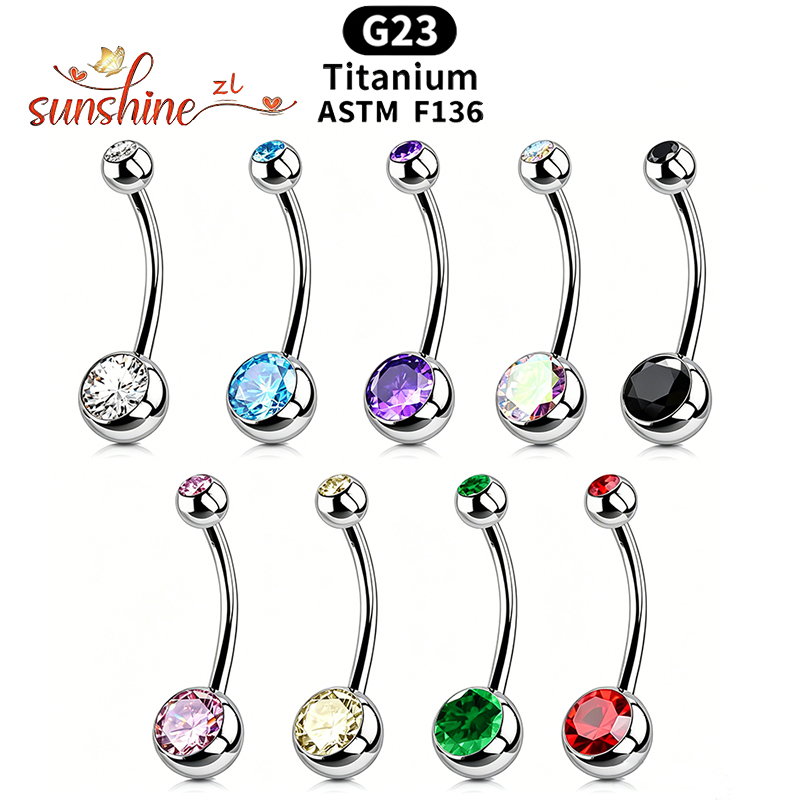 1PC G23 티타늄 지르콘 젬 커브드 바벨 링 배꼽  - Body Jewelry Barbell 리뷰 및 가격